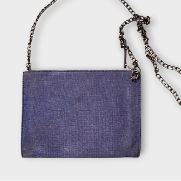 Balenciaga Paris Parfums Denim & White Leather Zip Pouch Converted Crossbody Bag - Picture 4 of 6